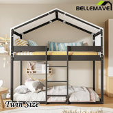 Bellemave® Twin Size Wood House Bunk Bed with Tent - Bellemave